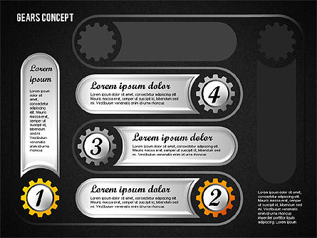 Diagram Konsep Gears, Slide 13, 01725, Model Bisnis — PoweredTemplate.com