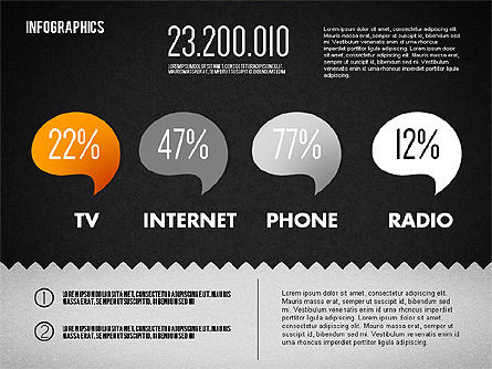 Infografia de distribuição de mídia, Deslizar 10, 01731, Modelos de Negócio — PoweredTemplate.com
