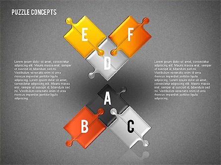 Diagramme des connexions des pièces de puzzle, Diapositive 15, 01744, Schémas puzzle — PoweredTemplate.com