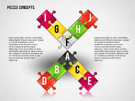 Diagramme des connexions des pièces de puzzle, Diapositive 6, 01744, Schémas puzzle — PoweredTemplate.com