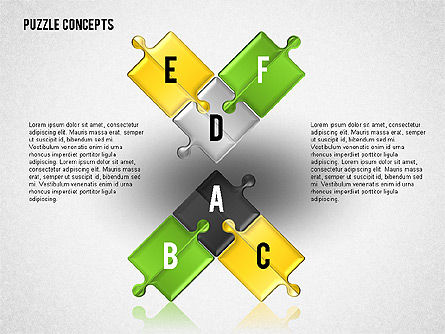 Diagramme des connexions des pièces de puzzle, Diapositive 7, 01744, Schémas puzzle — PoweredTemplate.com