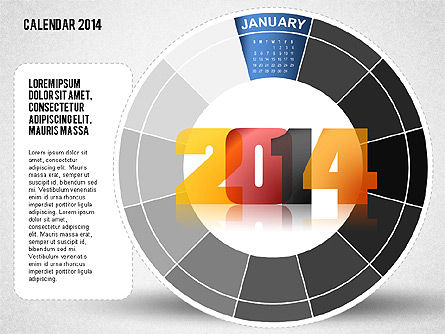 2014 PowerPoint Calendar, PowerPoint Template, 01747, Timelines & Calendars — PoweredTemplate.com