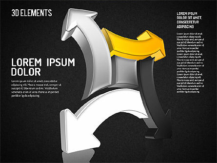 Formas de dirección 3D, Diapositiva 14, 01748, Formas — PoweredTemplate.com