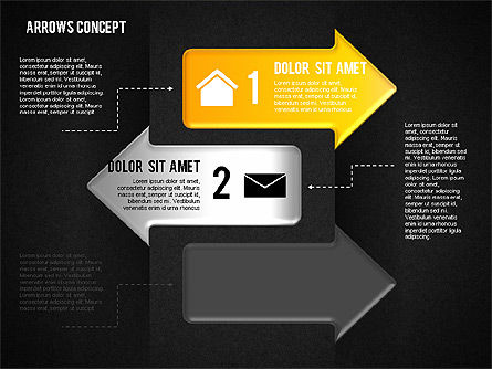 Opzioni e frecce diagramma, Slide 10, 01749, Diagrammi di Processo — PoweredTemplate.com