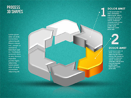 Formas del proceso del color 3D, Diapositiva 14, 01759, Diagramas de proceso — PoweredTemplate.com