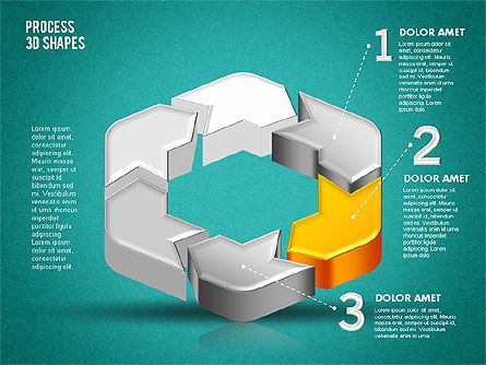 Formes de processus de couleurs 3D, Diapositive 15, 01759, Schémas de procédés — PoweredTemplate.com