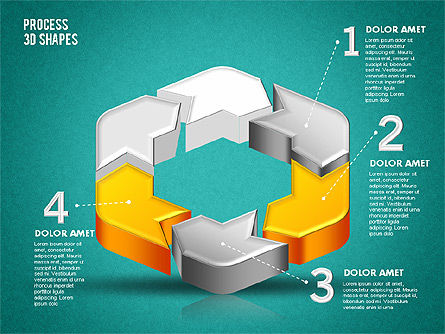 Formas del proceso del color 3D, Diapositiva 16, 01759, Diagramas de proceso — PoweredTemplate.com