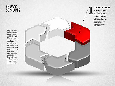 Formes de processus de couleurs 3D, Diapositive 4, 01759, Schémas de procédés — PoweredTemplate.com