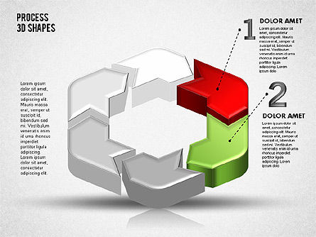 Formes de processus de couleurs 3D, Diapositive 5, 01759, Schémas de procédés — PoweredTemplate.com