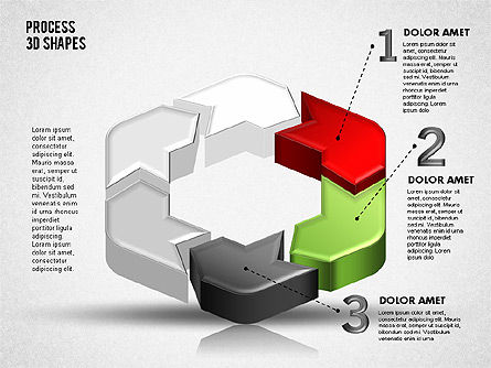 Formes de processus de couleurs 3D, Diapositive 6, 01759, Schémas de procédés — PoweredTemplate.com