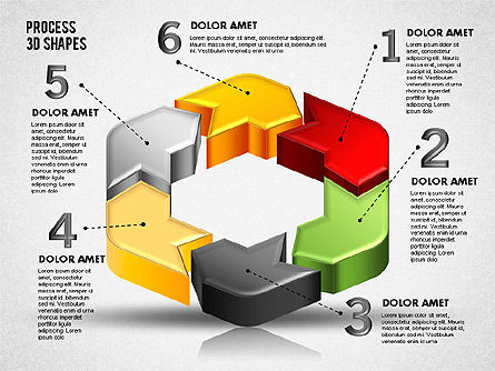 Formes de processus de couleurs 3D, Diapositive 9, 01759, Schémas de procédés — PoweredTemplate.com