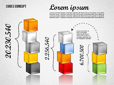 Cubes diagrama de conceito, Modelo do PowerPoint, 01775, Modelos de Negócio — PoweredTemplate.com