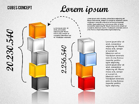 Diagramme de concept Cubes, Diapositive 2, 01775, Modèles commerciaux — PoweredTemplate.com