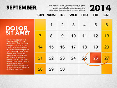 파워 포인트 용 2014 캘린더, 슬라이드 10, 01779, Timelines & Calendars — PoweredTemplate.com