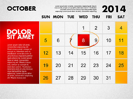 파워 포인트 용 2014 캘린더, 슬라이드 11, 01779, Timelines & Calendars — PoweredTemplate.com