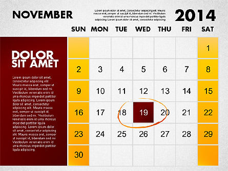 파워 포인트 용 2014 캘린더, 슬라이드 12, 01779, Timelines & Calendars — PoweredTemplate.com