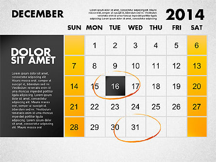 2014 Kalender für PowerPoint, Folie 13, 01779, Timelines & Calendars — PoweredTemplate.com