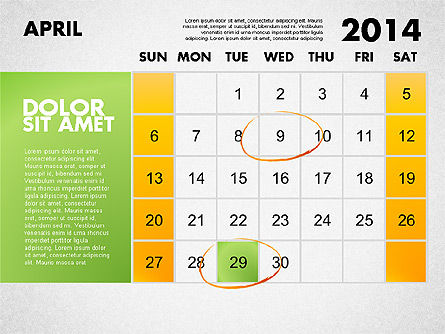 파워 포인트 용 2014 캘린더, 슬라이드 5, 01779, Timelines & Calendars — PoweredTemplate.com