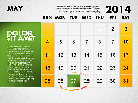 PowerPointの2014カレンダー, スライド 6, 01779, Timelines & Calendars — PoweredTemplate.com