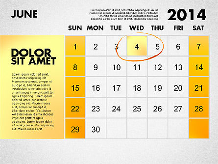 Calendario 2014 para PowerPoint, Diapositiva 7, 01779, Timelines & Calendars — PoweredTemplate.com