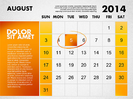 2014 calendário para PowerPoint, Deslizar 9, 01779, Timelines & Calendars — PoweredTemplate.com