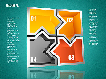 Sharp 3d shapes, Diapositive 16, 01780, Formes — PoweredTemplate.com