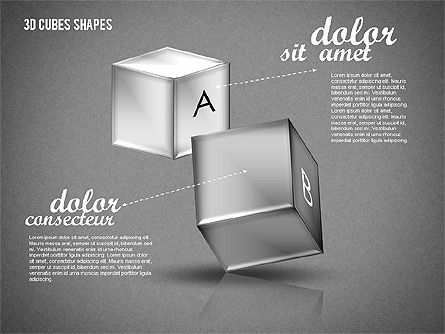 3Dキューブの形, スライド 10, 01810, 図形 — PoweredTemplate.com
