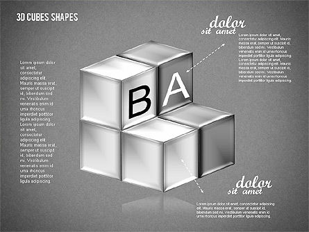 3Dキューブの形, スライド 13, 01810, 図形 — PoweredTemplate.com