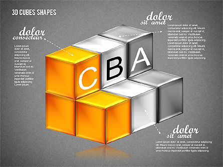 Formes cubes 3D, Diapositive 14, 01810, Formes — PoweredTemplate.com