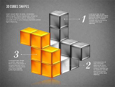3Dキューブの形, スライド 15, 01810, 図形 — PoweredTemplate.com
