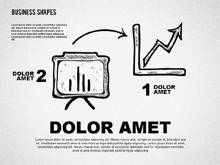 Sketch Style Process Shapes, PowerPoint Template, 01822, Shapes — PoweredTemplate.com