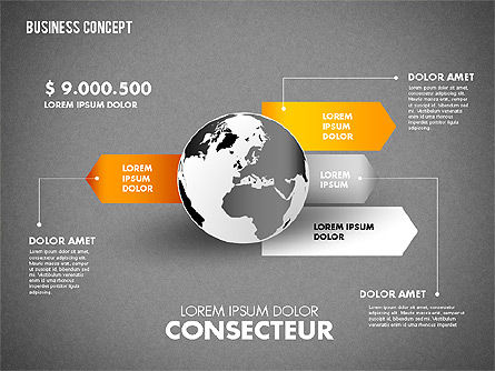 레이블이있는 지구본, 슬라이드 10, 01823, 비즈니스 모델 — PoweredTemplate.com