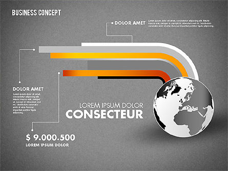 레이블이있는 지구본, 슬라이드 11, 01823, 비즈니스 모델 — PoweredTemplate.com