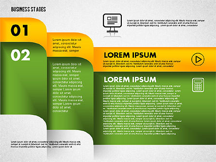 아이콘이있는 옵션, 슬라이드 2, 01824, 단계 도표 — PoweredTemplate.com