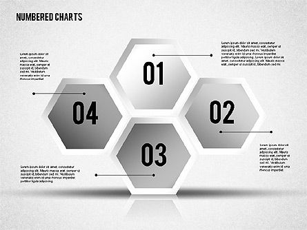 Numerierte Formen in grauer Farbe, Folie 6, 01842, Schablonen — PoweredTemplate.com