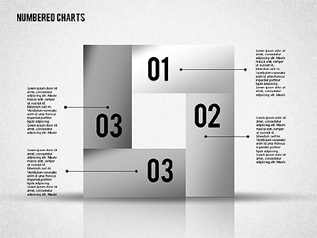 Numerierte Formen in grauer Farbe, Folie 8, 01842, Schablonen — PoweredTemplate.com