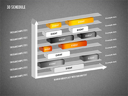 3D Schedule Diagram, Slide 12, 01844, Timelines & Calendars — PoweredTemplate.com