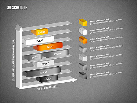 3D Zeitplan Diagramm, Folie 14, 01844, Timelines & Calendars — PoweredTemplate.com