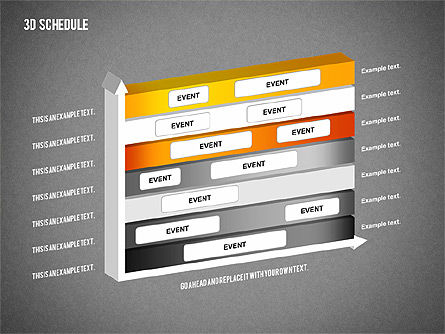 3d esquema cronograma, Deslizar 15, 01844, Timelines & Calendars — PoweredTemplate.com