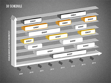 3d esquema cronograma, Deslizar 16, 01844, Timelines & Calendars — PoweredTemplate.com