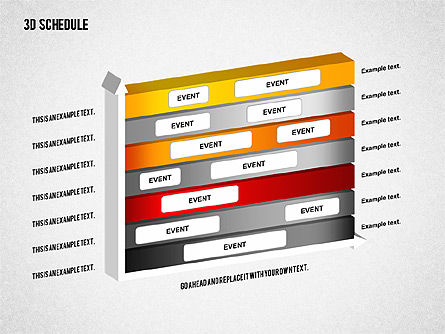 3d esquema cronograma, Deslizar 7, 01844, Timelines & Calendars — PoweredTemplate.com