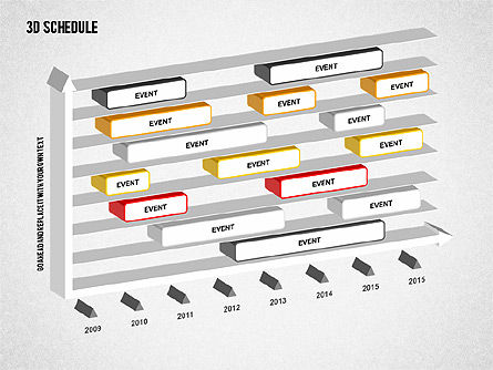 3d esquema cronograma, Deslizar 8, 01844, Timelines & Calendars — PoweredTemplate.com