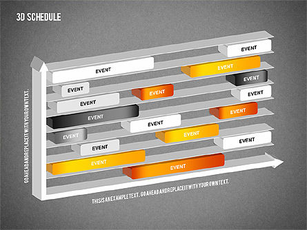 3D Zeitplan Diagramm, Folie 9, 01844, Timelines & Calendars — PoweredTemplate.com