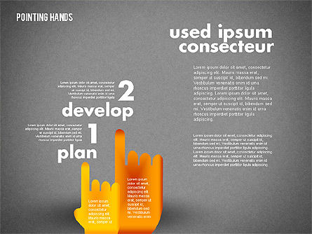 Pointer les mains, Diapositive 10, 01850, Schémas d'étapes — PoweredTemplate.com