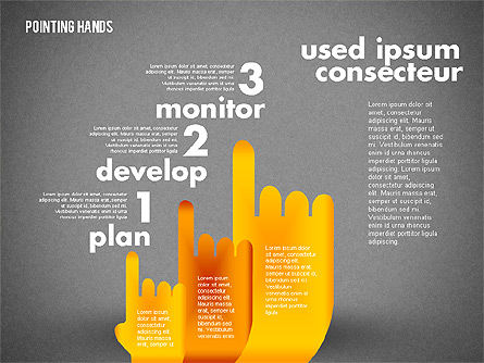 Pointer les mains, Diapositive 11, 01850, Schémas d'étapes — PoweredTemplate.com