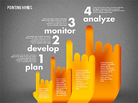 Apuntando manos, Diapositiva 12, 01850, Diagramas de la etapa — PoweredTemplate.com