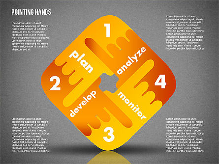 Apuntando manos, Diapositiva 16, 01850, Diagramas de la etapa — PoweredTemplate.com