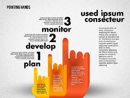 Pointer les mains, Diapositive 3, 01850, Schémas d'étapes — PoweredTemplate.com