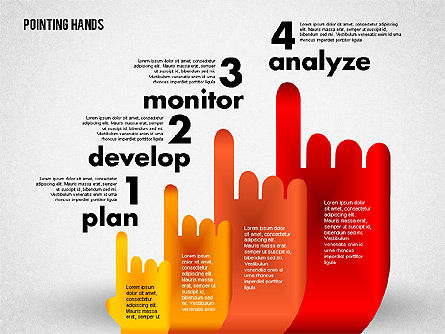 Pointer les mains, Diapositive 4, 01850, Schémas d'étapes — PoweredTemplate.com