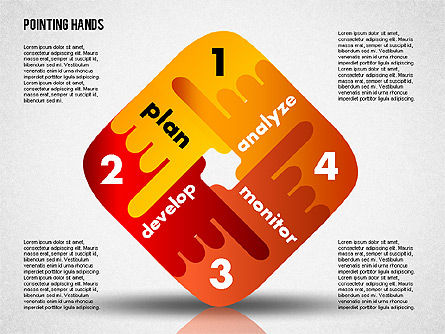 Pointer les mains, Diapositive 8, 01850, Schémas d'étapes — PoweredTemplate.com